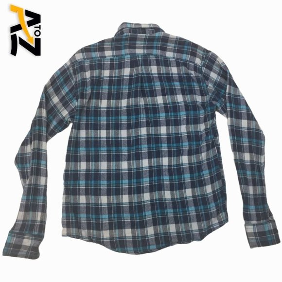 Men's Blue Plaid Alpine Lakes Flannel Shirt Size M Medium - Picture 3 of 12